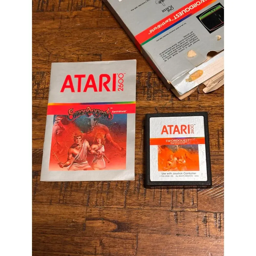 Atari 2600 Swordquest EarthWorld Vintage Video Game Manual Original Box 1982
